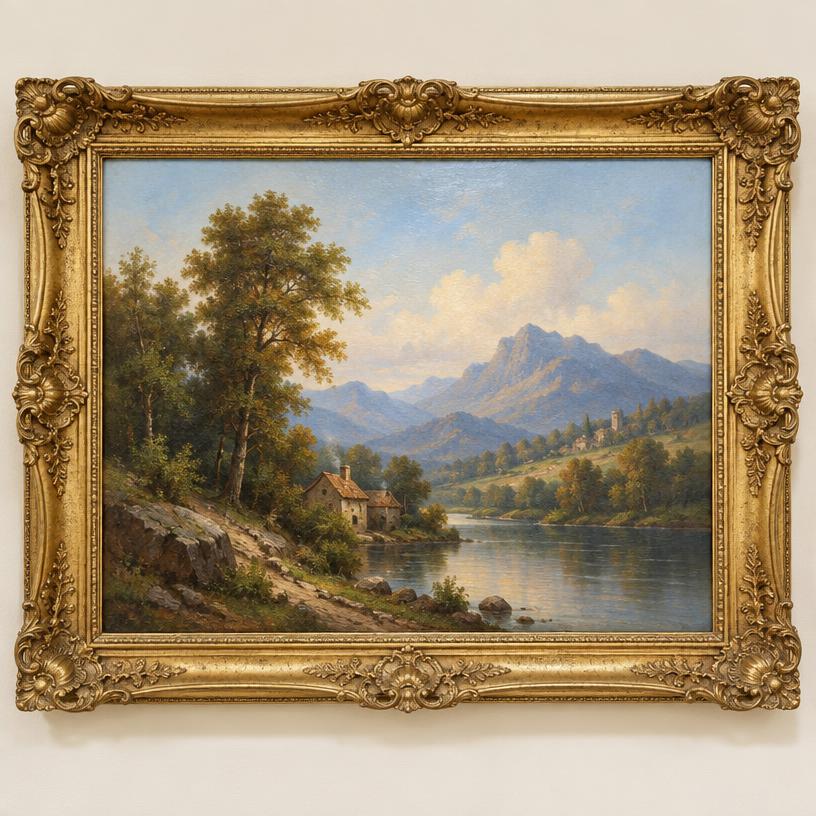 Tableau ancien et cadre doré à la feuille expertisés avant rachat