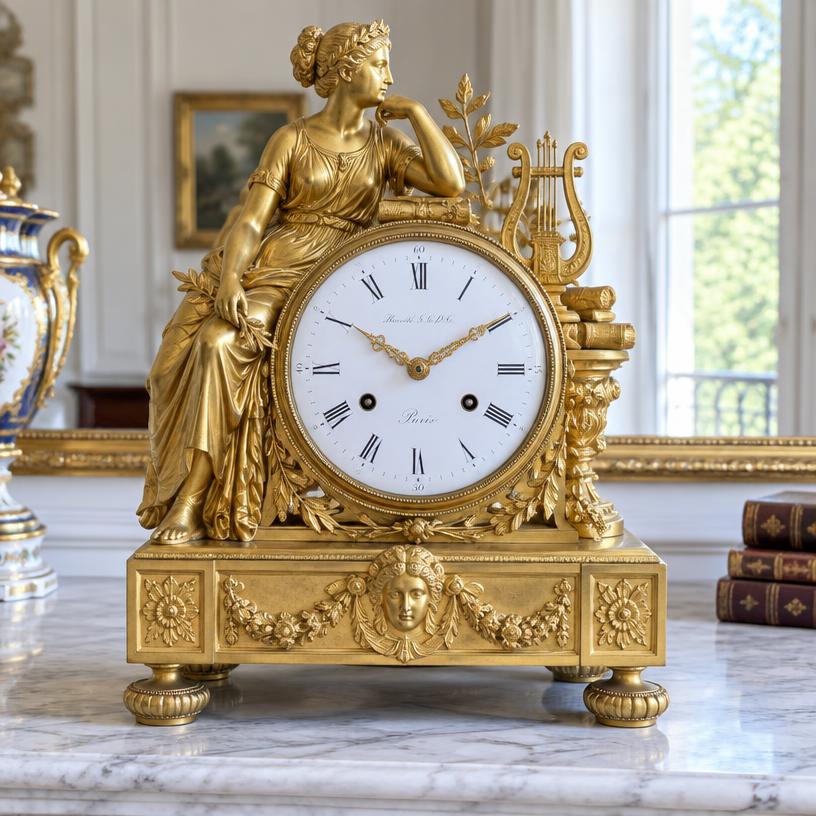Pendule en bronze doré et horlogerie ancienne estimées et rachetées au comptant