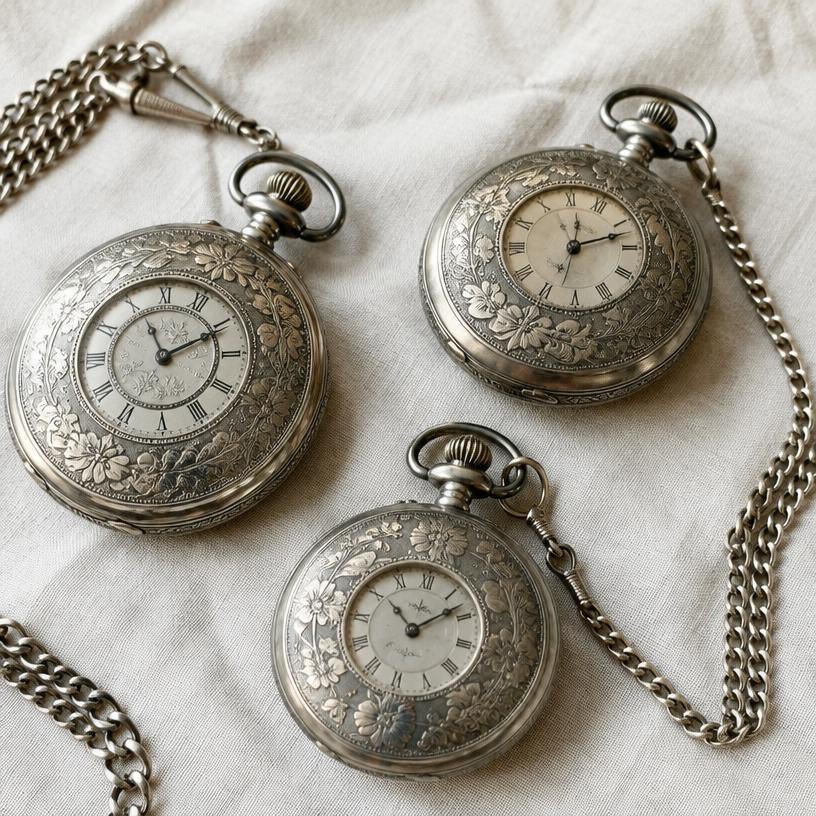 Montres à gousset en argent ciselé