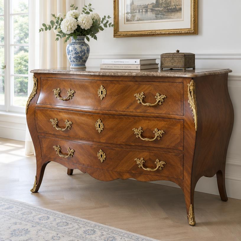 Commode ancienne et meubles de style rachetés lors d'un débarras avec rachat