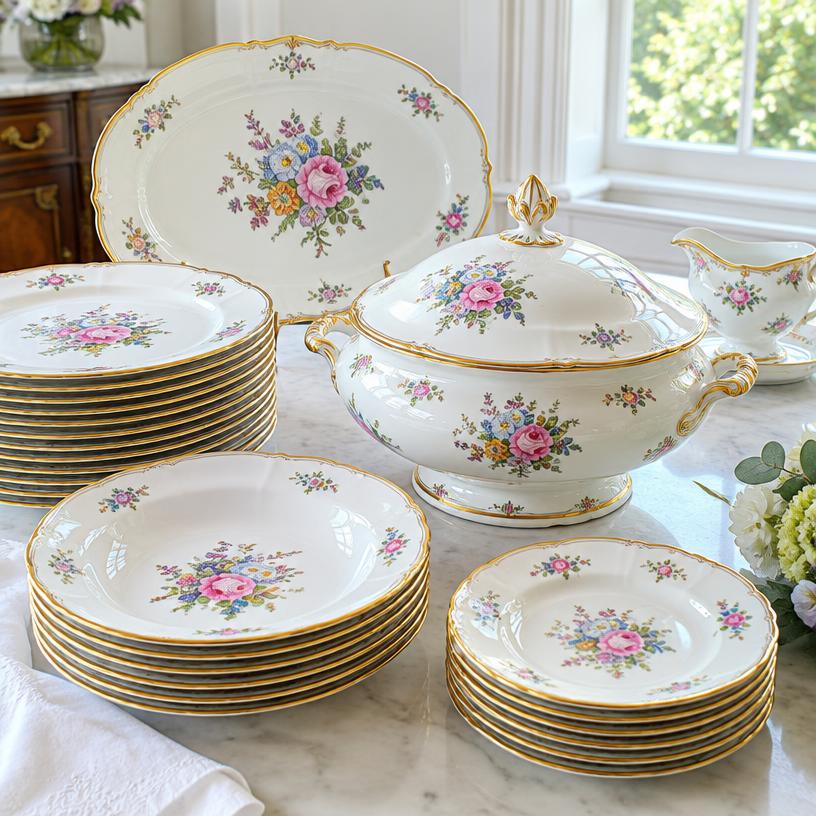Service en porcelaine de Limoges filet or